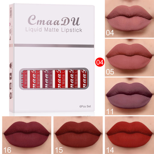 6 Schachteln mit mattem, antihaftbeschichtetem, wasserfestem Lippenstift und langanhaltendem Lipgloss