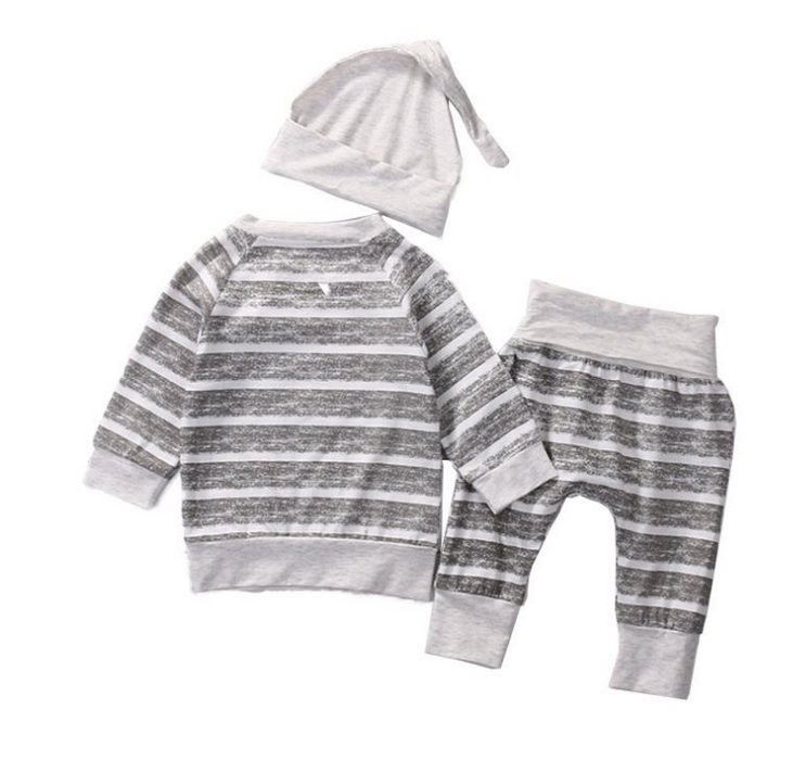 Baby Set striped print casual three-pieces set