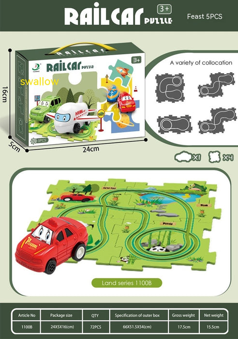 Electric Rail Car Toy Multi-functional Scene DIY Puzzle